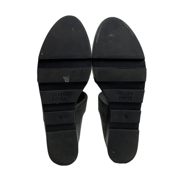 Eileen Fisher Women's Grey Suede Wedge Sandals Sz 7 - Picture 10 of 11